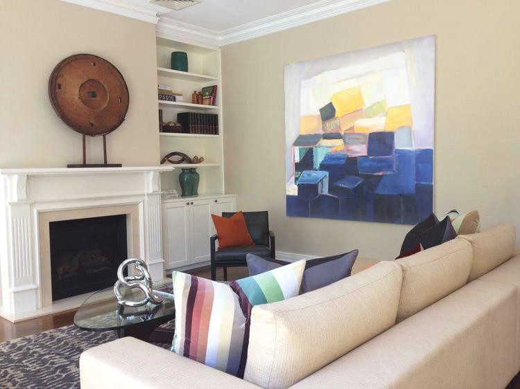 Extra Large Acrylic Painting On Canvas,Oversized Palette Knife Painting Contemporary Art On Canvas,Lounge Wall Decor,Dark Blue,Blue,White,Yellow,Purple.etc